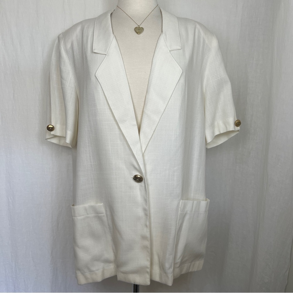 Vintage Sag Harbor White Short Sleeve Blazer